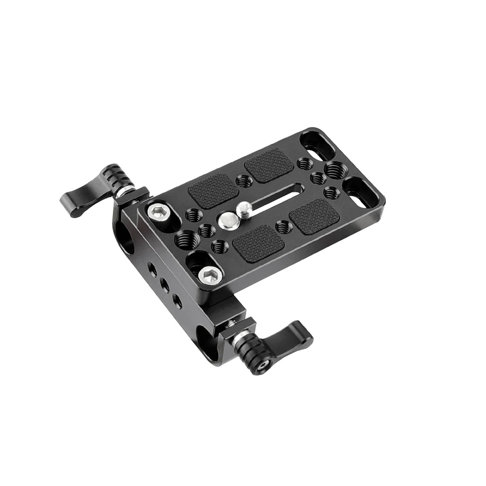 KIMRIG Camera Mounting Plate Tripod Mounting Base Plate Integrated With 15mm Dual Rod Clamp For Shoulder Support Rig