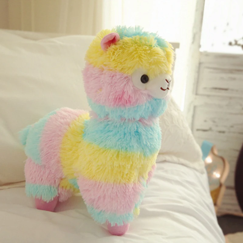 YOMDID 25/35cm/50cm Rainbow Alpaca Plush Cushion Kawaii Stuffed Cushion Cartoon Alpaca Plush Doll Christmas Children Kids Gift