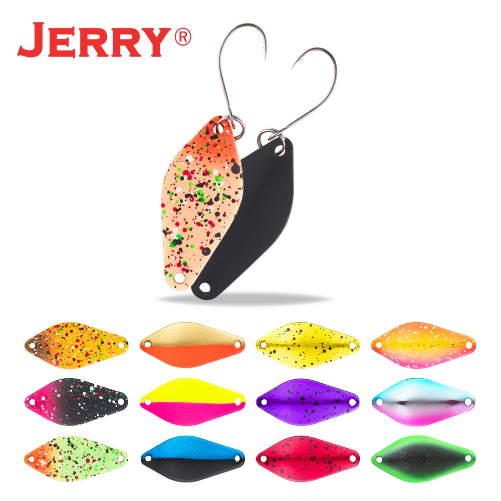 Jerry 2.5g wysokiej jakości przynęty na pstrągi Mini mosiężne łyżki wędkarskie przynęta słodkowodna Spinner Bait Pesca kwiaty bombki pojedyncze haczyki — zdjęcie 7