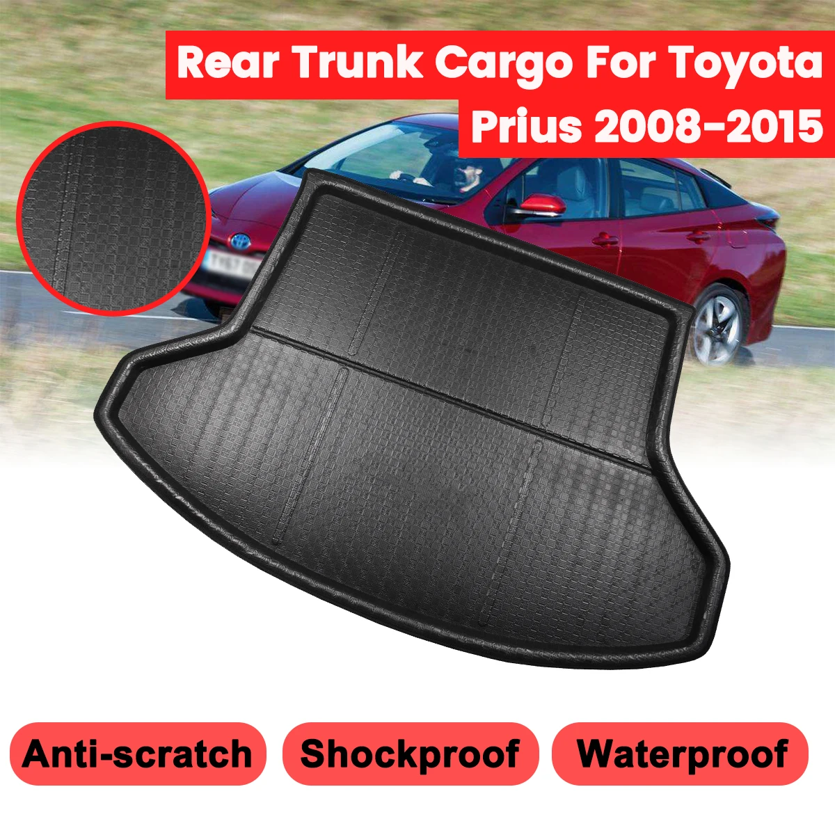 

For Toyota Prius 2008-2012 Car Trunk Tailgate Cargo Liner Carpet Waterproof Cushion Mat Rear Trunk Liner Floor Protective Mats