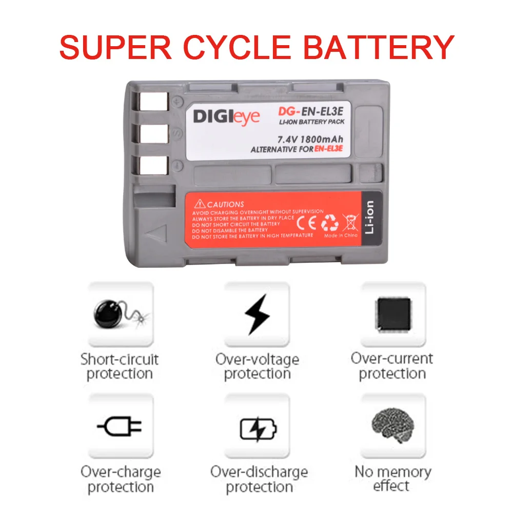 7.4V 1800mAh EN-EL3E ENEL3E pl EL3E bateria dla nikona D50 D70 D70s D80 D90 D100 D200 D300 D300S D700 kamery