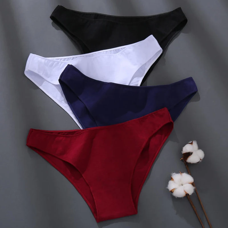 Sexy Low Waist Briefs Panties Plus Size M-XXL Cotton Lingerie Female Breathable Underwear 7 Solid Color Girls Intimates Lingerie