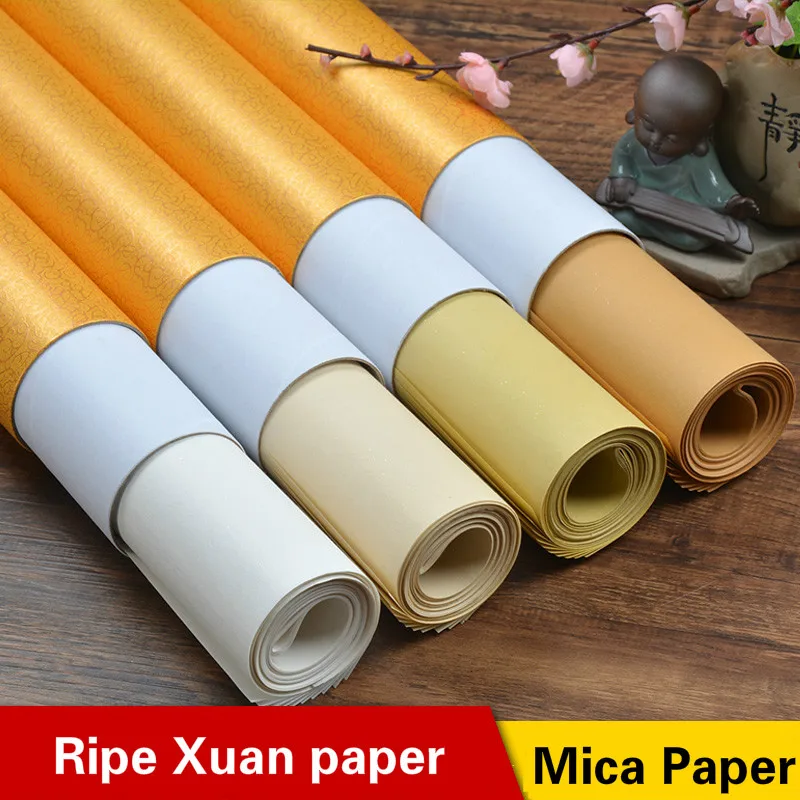 Antique Copying Handmade Refined Alum Rice Paper Four Feet Mica Ripe Rice Paper Meticulous Painting Works Xuan Paper