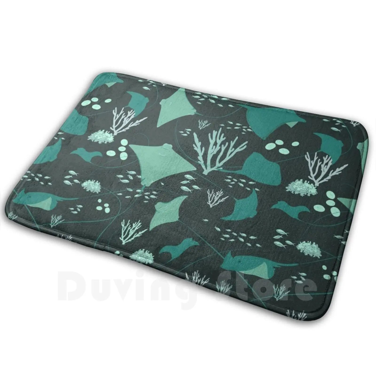 Stingrays Underwater Blue Sea Life Pattern Carpet Mat Rug Cushion Soft Stingrays Stingray Ray Rays Marine Life Biology