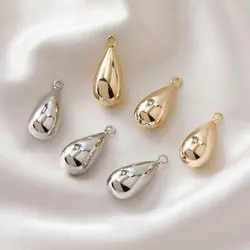 4PCS Drop Shaped Necklace Pendant for Jewelry Findings Components 14K Gold Plated DIY Earrings Hand Made Brass Accessories
