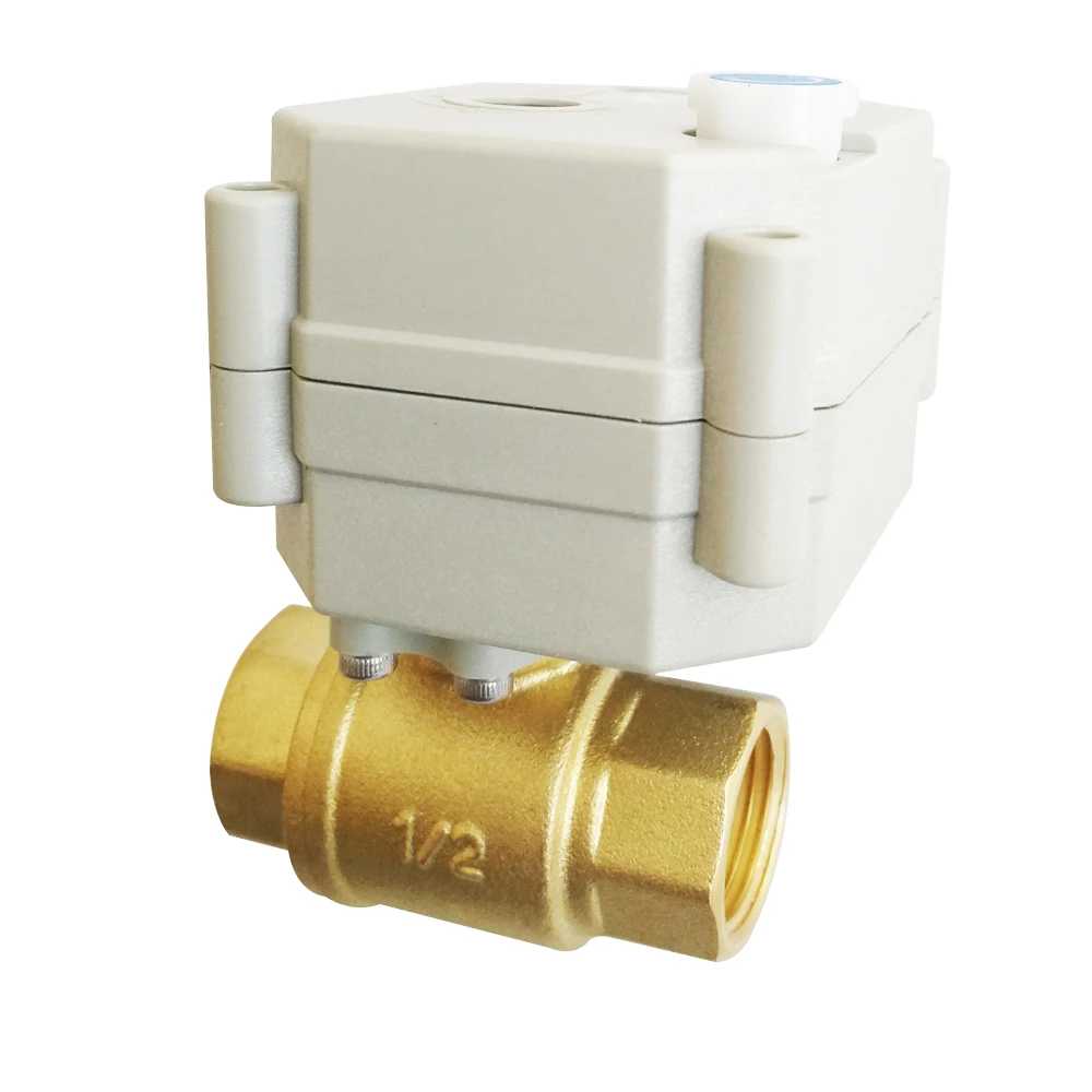 DN15 DC12V DC24V Full bore Brass Electric Control Ball Valve with Manual Override and indicator 1/2