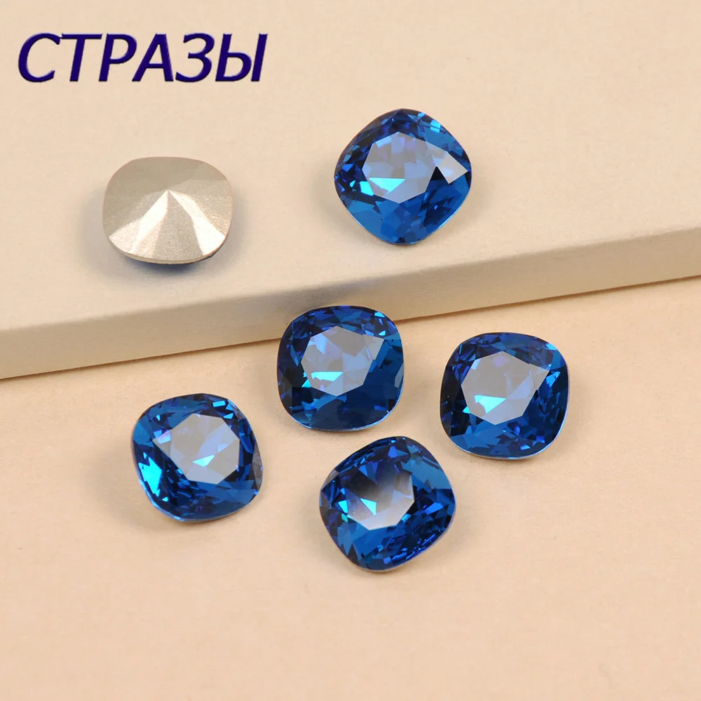 

4470 Capri Blue Glass Sew On Rhinestones Point Back Crystal Strass 3D Charm Gems DIY Manicure Nail Art Decorations Designs