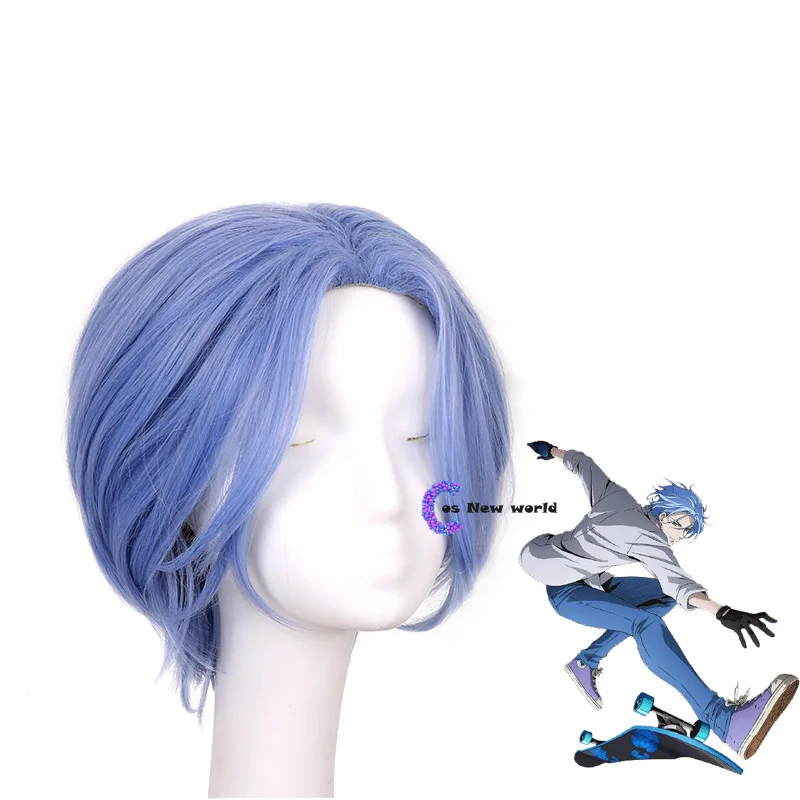 Anime SK8 The Infinity Langa Hasegawa Cosplay Wig SK Eight Badge Ranga Blue Short Heat-resistant Fiber Hair + Free Wig Cap Women