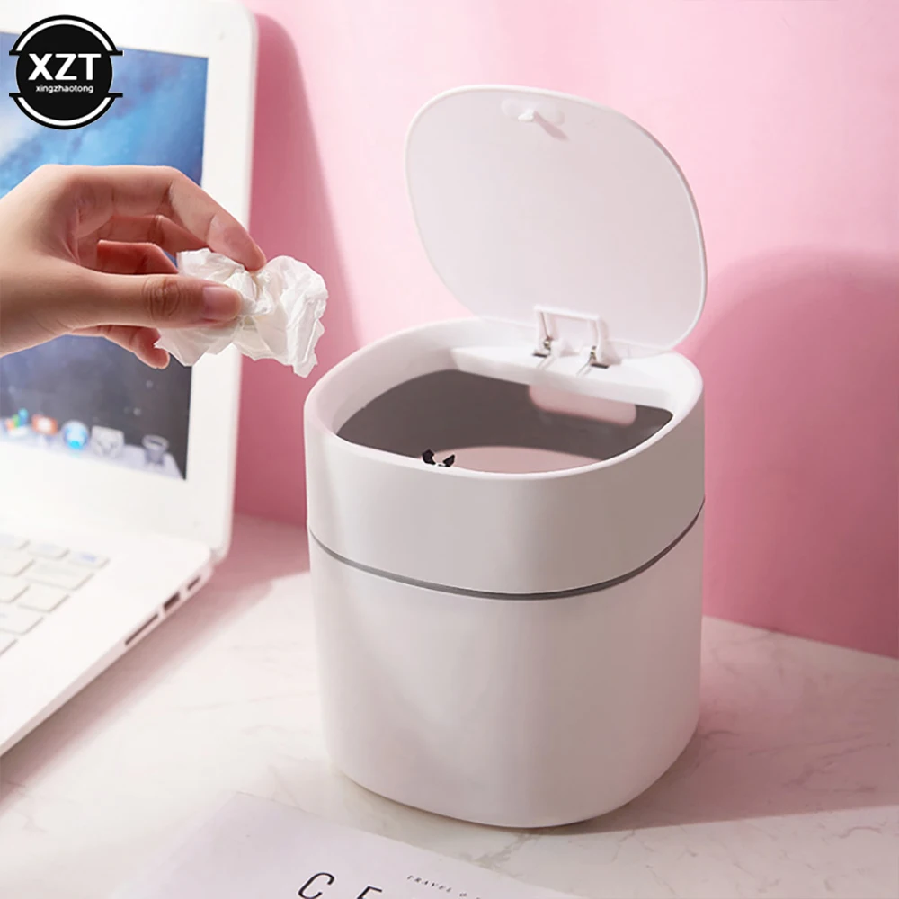 Cute Mini Small Waste Bins Desktop Garbage Basket Home Table Plastic Trash Can Office Supplies Dustbins Sundries Barrel Box