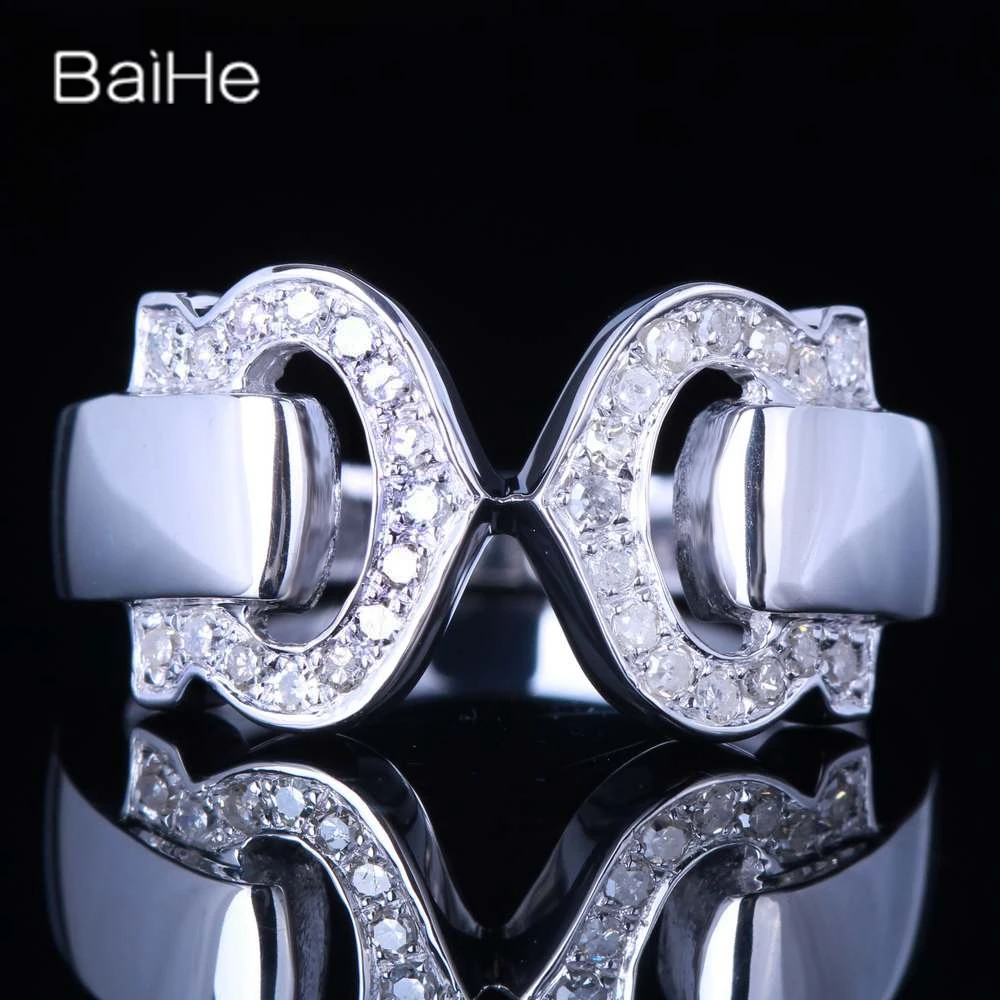 

BAIHE Real Solid 14K White Gold H/SI Natural Diamonds Ring Men Wedding Trendy Fine Jewelry Male Ring Anel Masculino خاتم ذكر