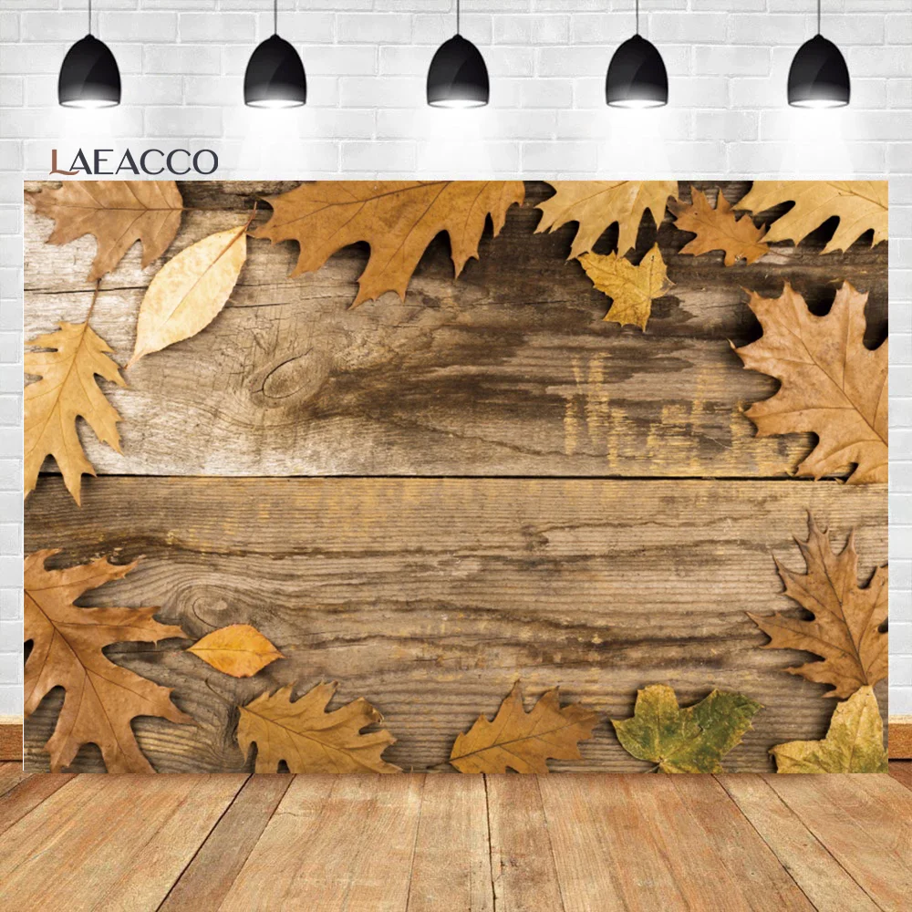 

Laeacco Old Wooden Board Maple Leaves Grunge Portrait Photography Backgrounds Autumn Backdrops Birthday Photophone Photozone