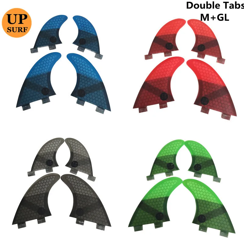 Surfboard Double Tabs quad/Tri-quad fins M+GL surf fins Honeycomb Fibreglass Double Tabs surfboard-fins Free Shipping