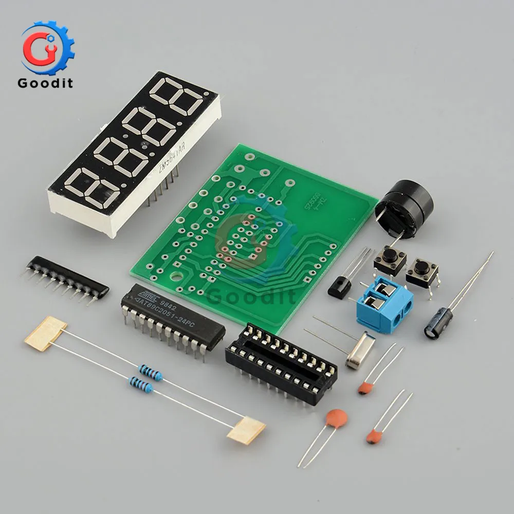 0.56\'\' 4 Bit Digital Tube Electronic Clock DIY Kit Clock Electronic Production kit Time Chip AT89C2051 FR-4 PCB for Electronics