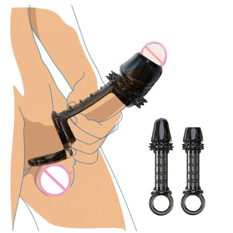 

New Silicone Reusable Penis Sleeves Cock Rings Dick Extender Erotic Sex Toys For Men Delayed Ejaculation Stimulator Masturbator