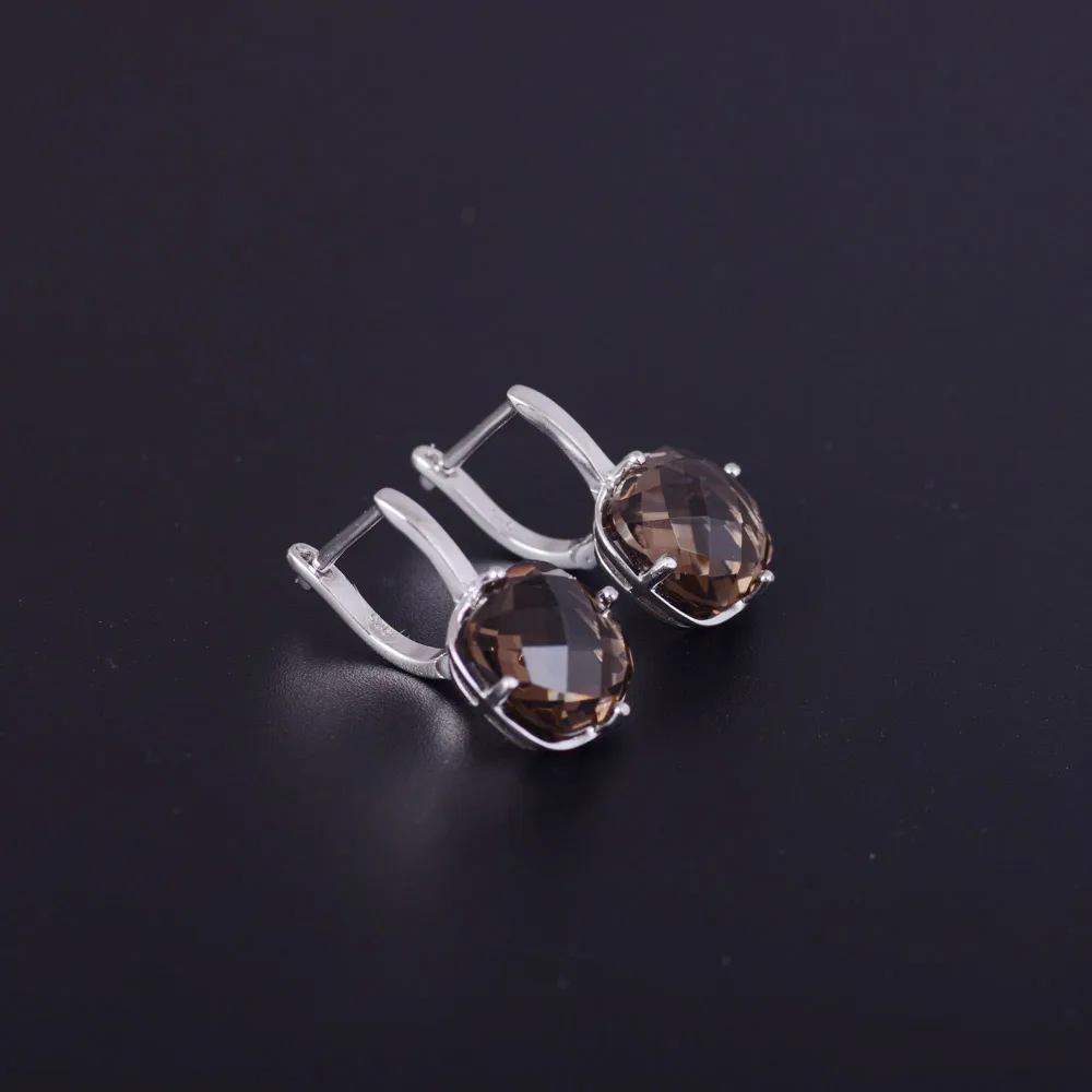 CSJ Natural Smoky Quartz Gemstone Earring Sterling 925 Silver Cushion 9ct Checkboard Cut Fine Jewelry For Women Lady Party Gift