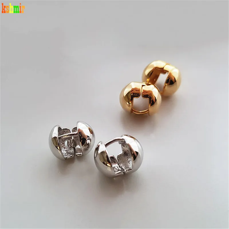 kshmir 2 Color round ball earrings geometric texture gold earrings women\'s earrings hollow basket women\'s earrings 2020