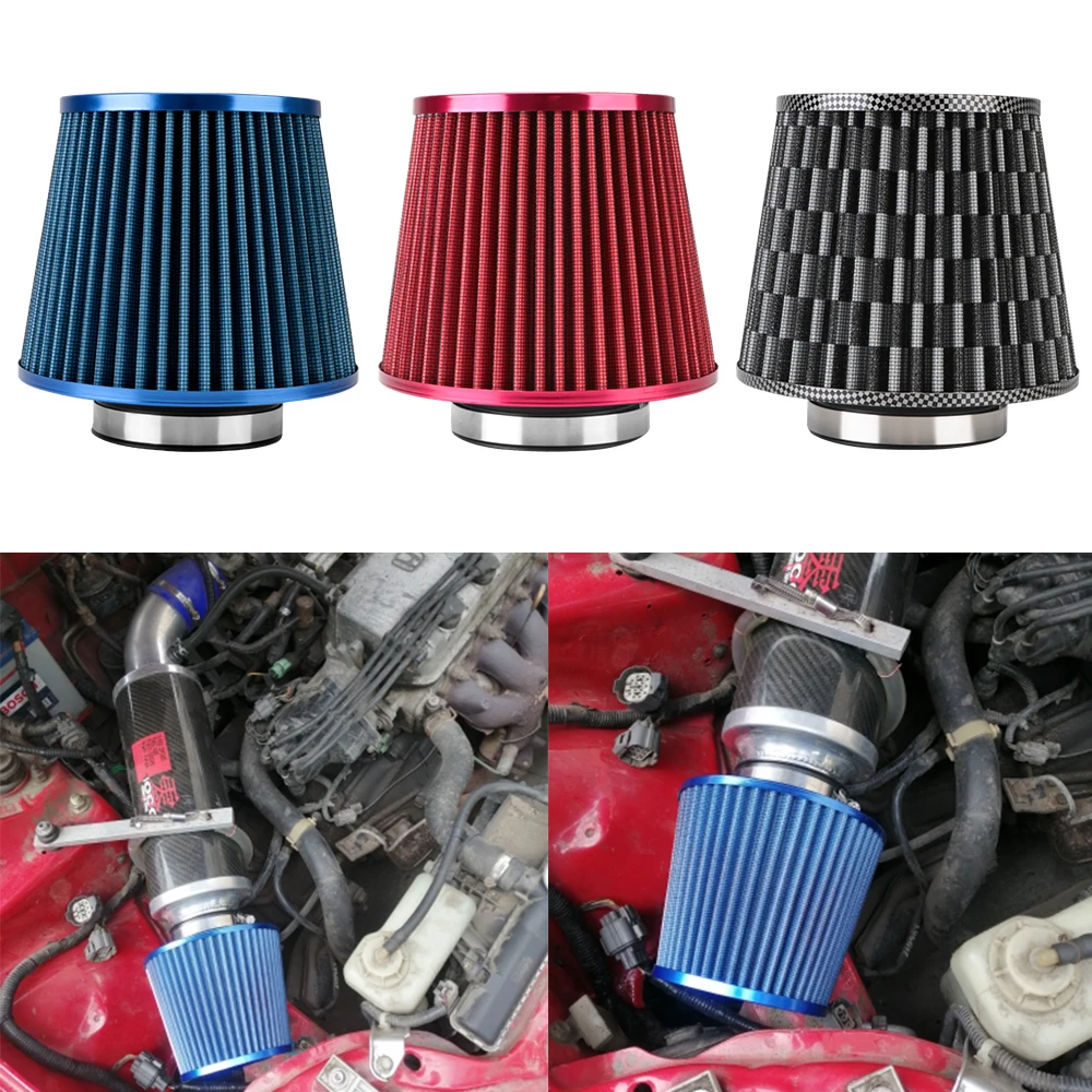 76MM 3 Inch High Flow Cold Air Intake Filter Universal Induction Kit Car Accessories Vehicles Air Filters Sport Power Mesh Cone