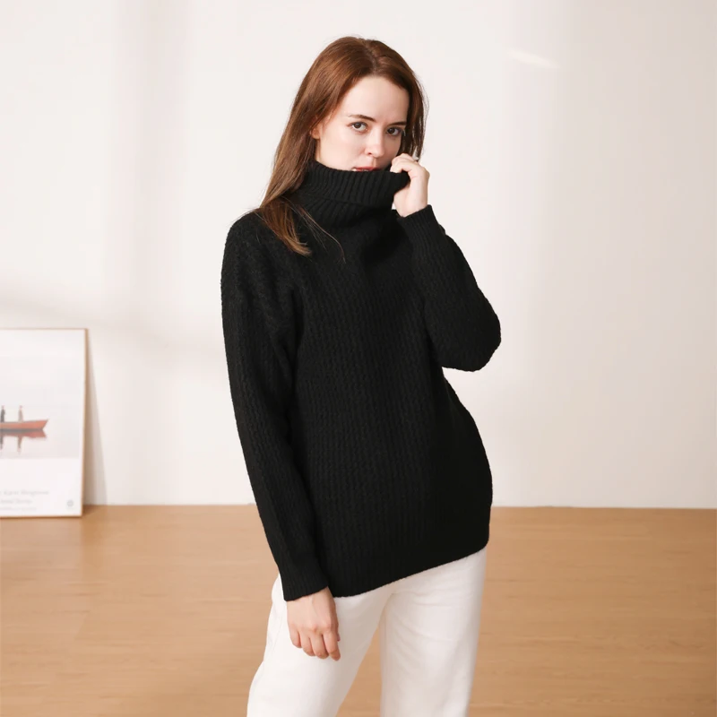 Korean Fashion Basic 2024 Style Female Ladies Turtleneck Tops Knitted Clothing Long Sleeve Top Outerwear Clothes Blouses Winter