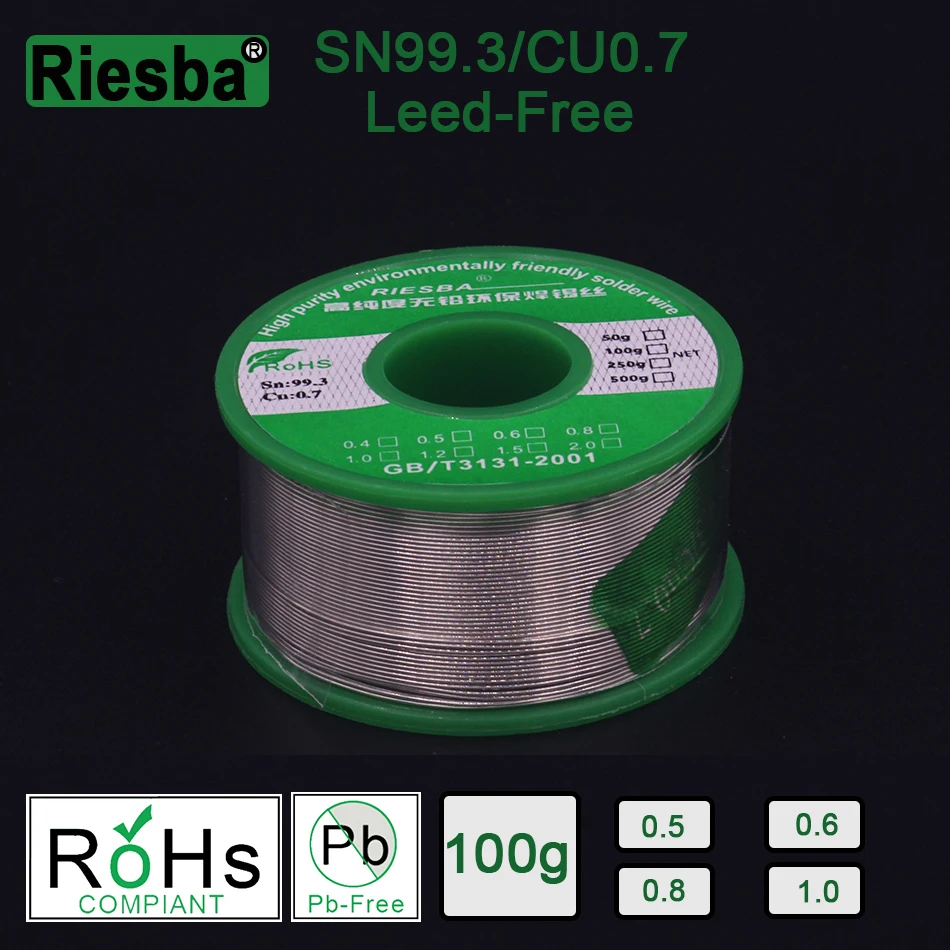 1Pcs 100g 1.1LB Lead Free Solder Wire Sn99.3 Cu0.7 Rosin Core for Electrical Solder RoHs rosin core solder  tin