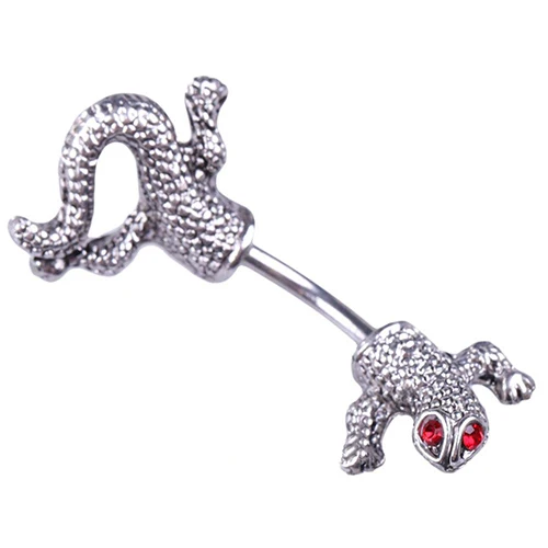 Women Punk Cool Lifelike Red Eye Lizard Design Belly Button Navel Ring Jewelry Sexy Women Belly Ring Fashion Punk Piercing Jewel
