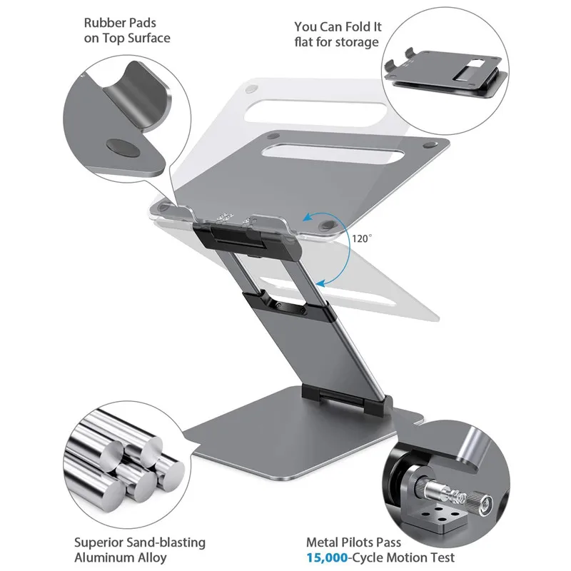 Portable Aluminum Laptop Stand Adjustable Notebook Holder Multi-Angle Stand Heat Release Foldable Laptop Computer Base Bracket