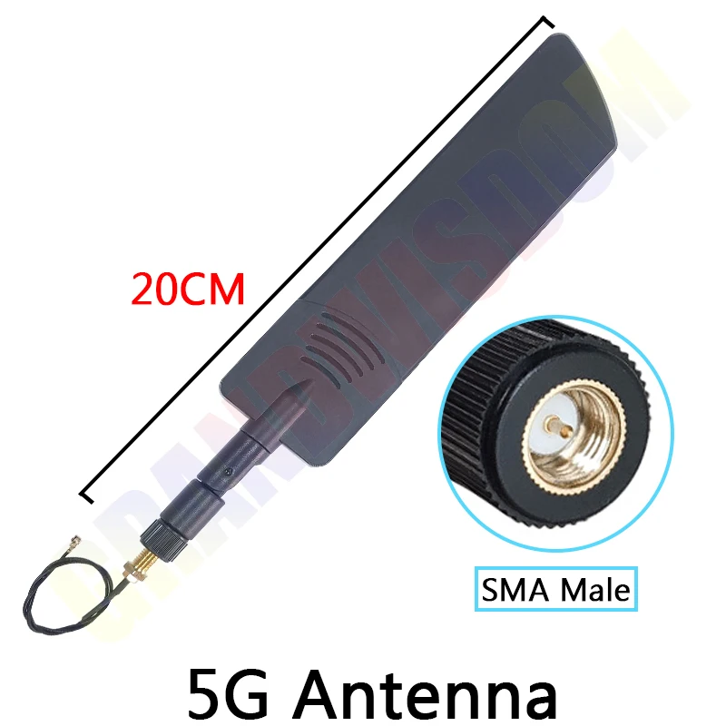 grandwisdom 4PCS 5G WIFI IOT Antenna 12DBi SMA male connector antena High Gain 600-6000mhz antene 21cm ipex pigtail Amplifier