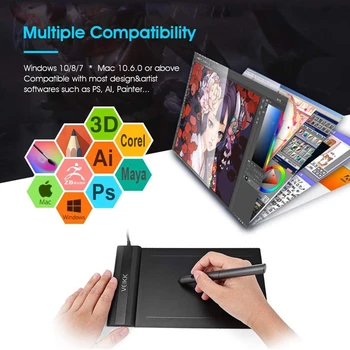 6x4 inch Drawing Tablet VEIKK S640 Graphic Drawing Tablet Drawing Tablet Ultra-thin Pen Tablet 8192 Levels with Battery-free Passive Pen