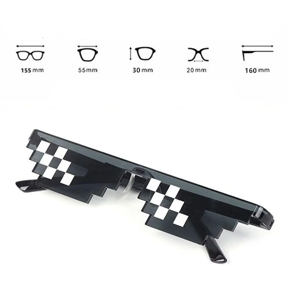 

8 Bit Thug Life Sunglasses Pixelated Men Women Brand Party Eyeglasses Mosaic UV400 Vintage Eyewear Unisex Gift Toy Glasses