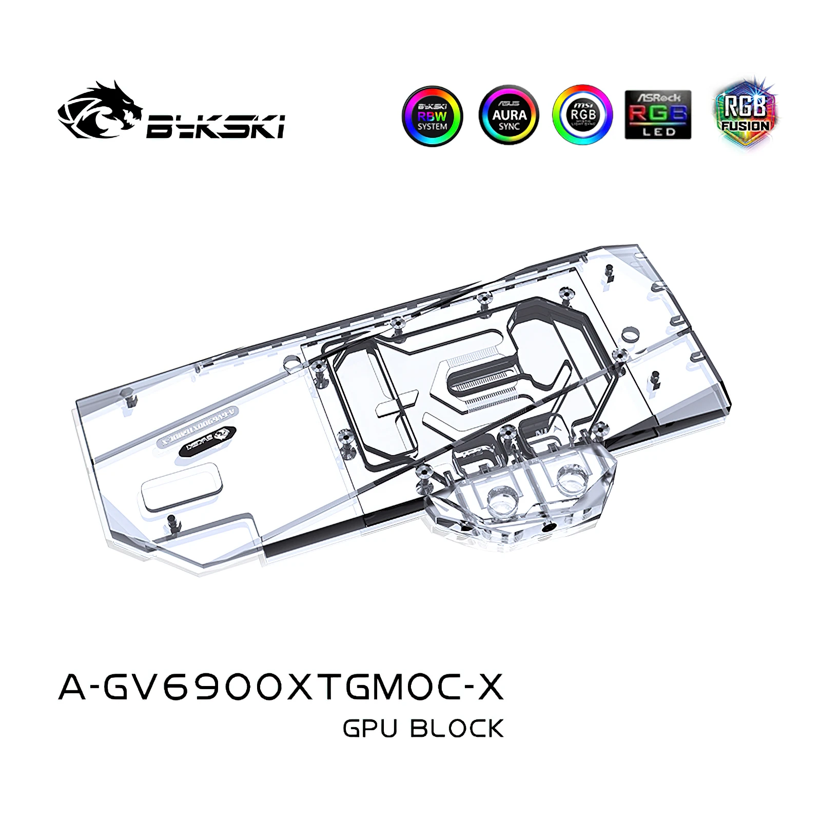 Bykski perlindungan menyeluruh GPU pendingin air blok RGB dengan pelat belakang untuk GIGA RX 6900XT Gaming OC A-GV6900XTGMOC-X