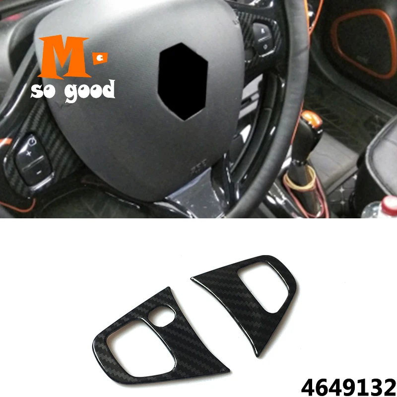 For Renault Captur 2013 14 15 2016 Car Body detector Steering wheel switch button Interior sticker cover Trim ABS Carbon