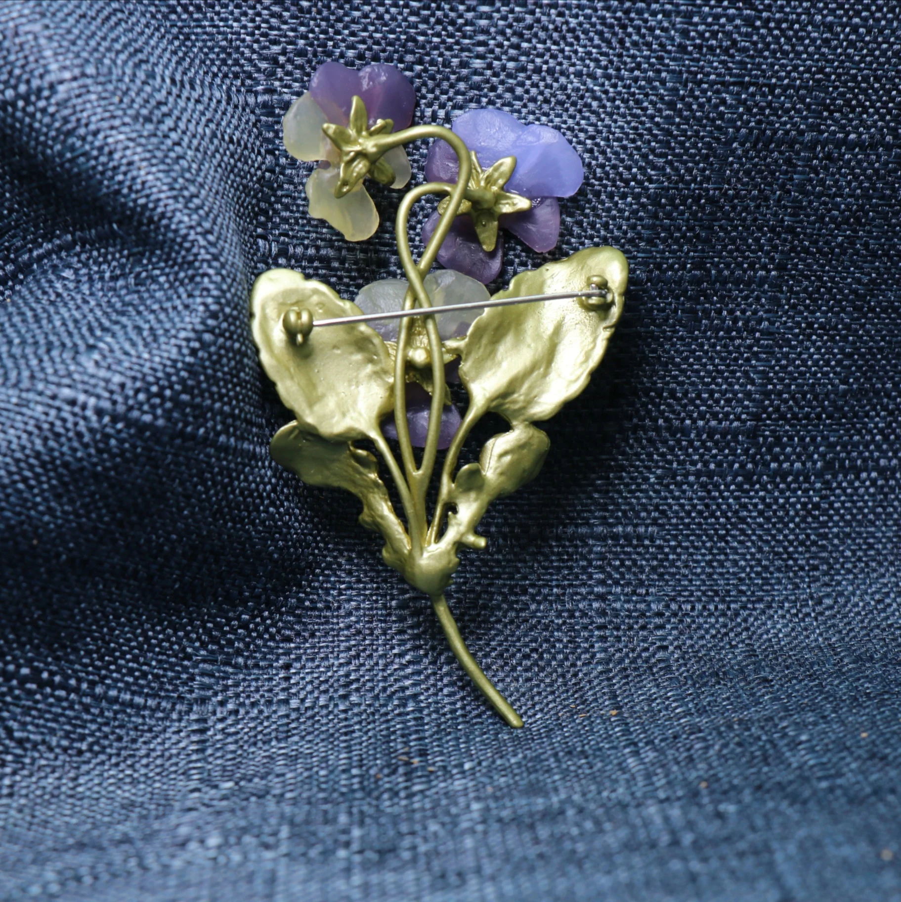 Intellectual elegant copper green leaves of the lacquer that bake to restore ancient ways pansy flower brooch brooches female ac