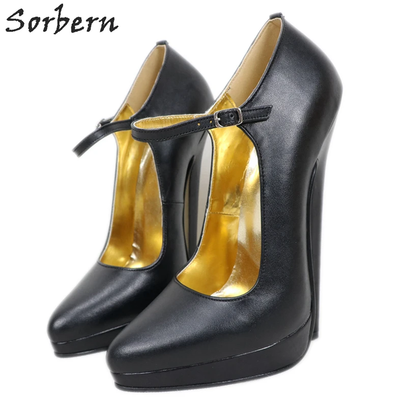 Sorbern 18cm 20cm Mary Jane Pump Shoes donna tacchi a spillo Platform Fetish Unisex Sissy Boy scarpe Sexy punta a punta colore personalizzato