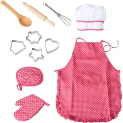 11 pçs criança chef vestir-se roupas mini cozinha cozinhar brinquedo conjunto engraçado jogo de casa para crianças meninas presente