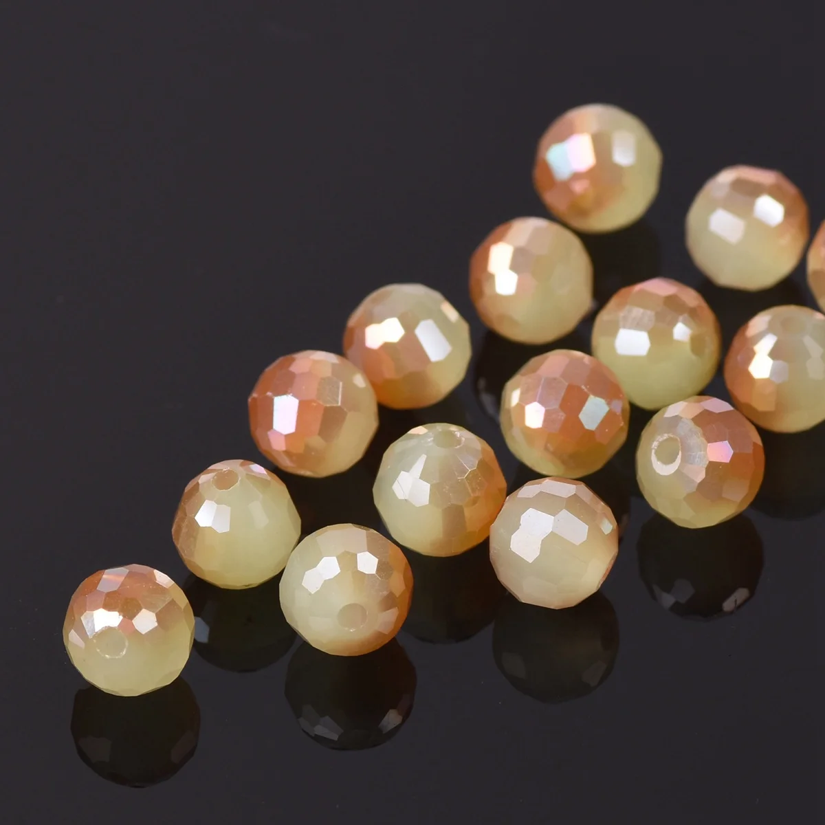 50pcs Half J Green 96 Facets Round 8mm Faceted Glass Loose Beads Lot for Jewelry Making DIY Crafts