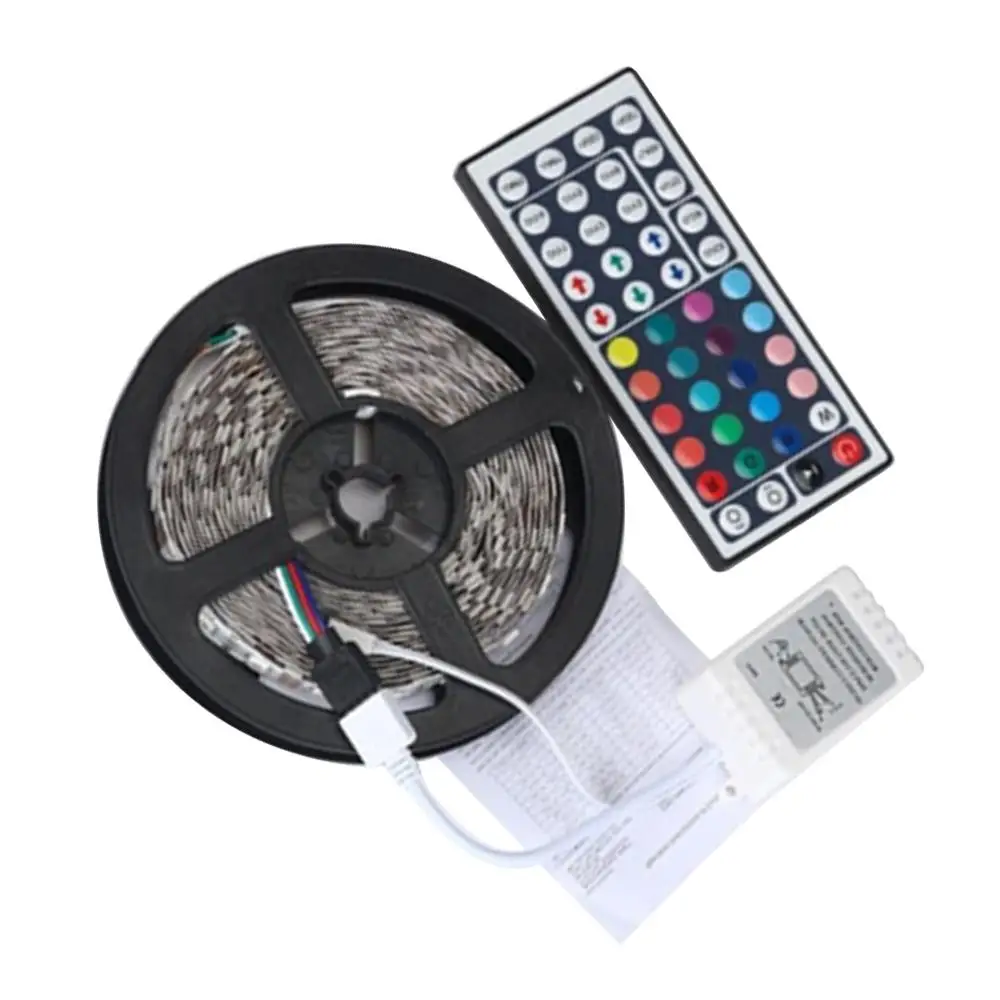 

5M LED Strip Light RGB 3528 SMD Flexible Ribbon fita led Light Multicolor Strip for Mall Bar Diode DC12V+Remote Control+Adapter