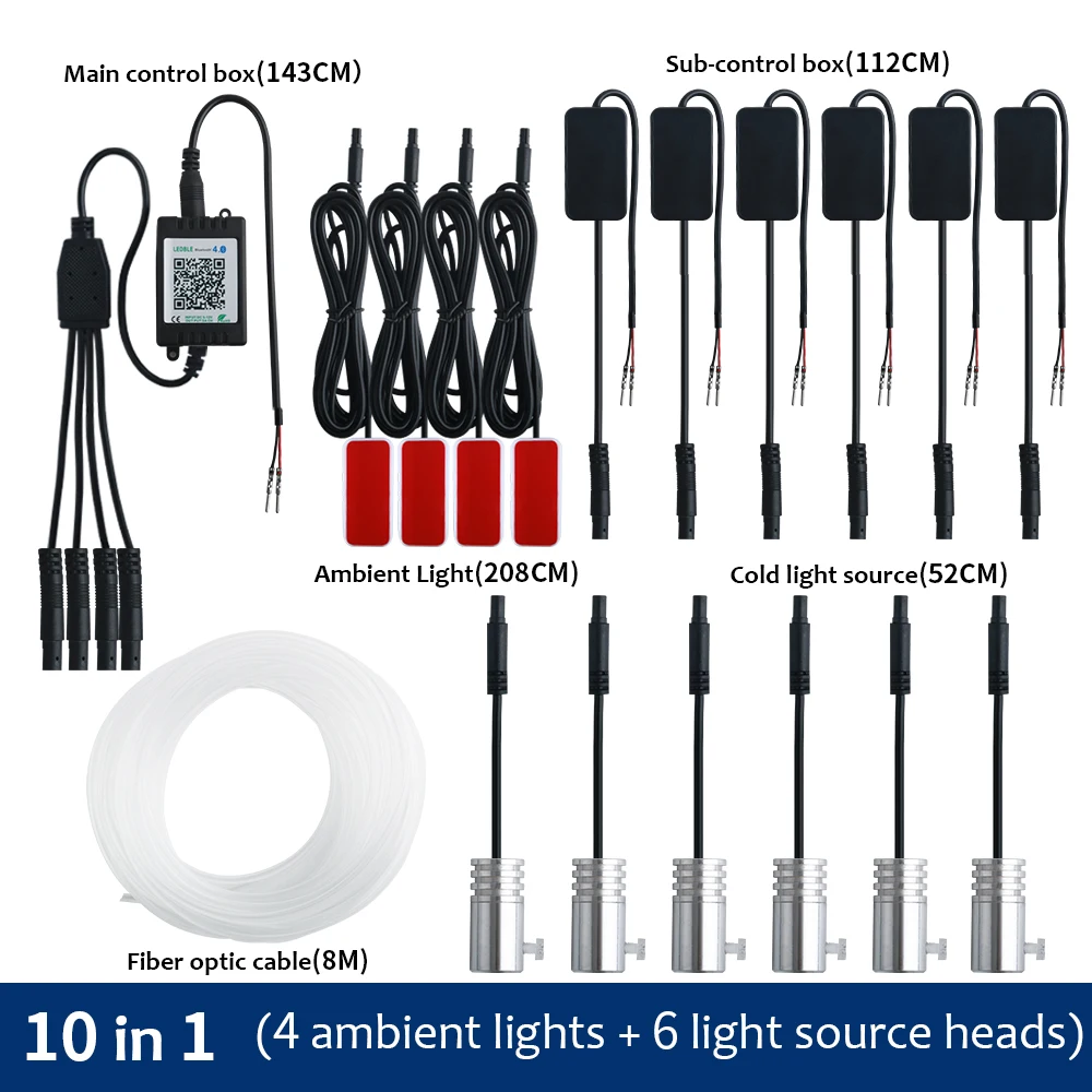 9 w 1 RGB oświetlenie otoczenia lampa atmosfera samochodu światłowodowe Neon światło RGB Strip USB App kontrola dźwięku dla wnętrza samochodu szczegóły 12V — 2