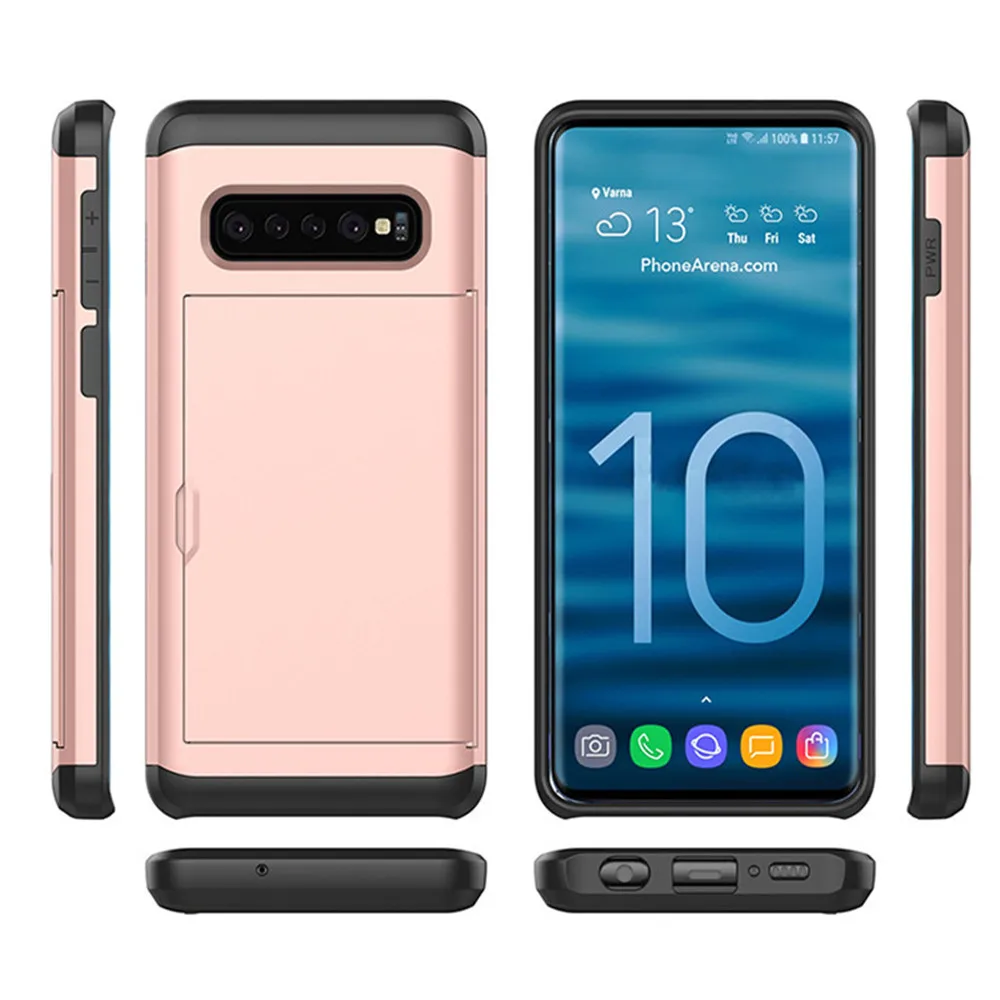 For Samsung Galaxy S10 Plus S10E S10 5G S9 S8 Plus Case Slide Armor Wallet Card Slots Holder For Samsung Note 9 8 20 10 Cover
