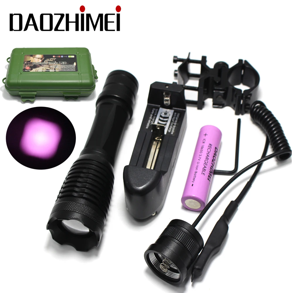 IR 850nm 5w Night Vision Infrared Zoomable LED Flashlight TorchCamping ON/OFF Mode With Gun Clip+Dual mode Remote Pressure Switc