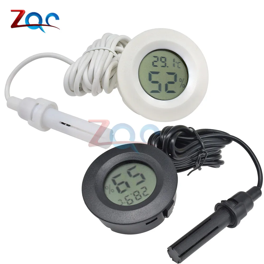 Round Mini LCD Digital Thermometer Hygrometer Temperature Indoor Convenient Temperature Sensor Humidity Meter Gauge Instruments