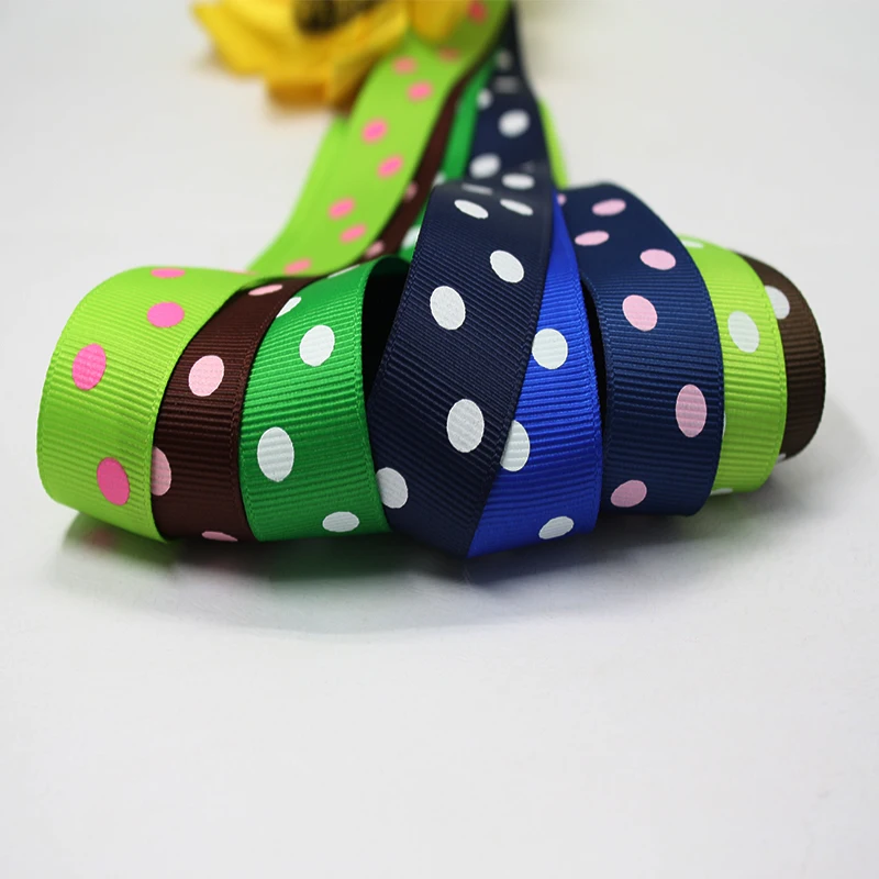 YAMA-Polyester Grosgrain Ribbon, Polka Dot Ribbons, Ribbon for Crafts, DIY Decoration, 2 Dot, 22mm, 100Yards/Roll