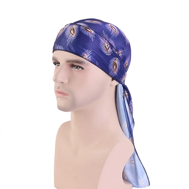 Sprzedaż hurtowa chiński stylowy nadruk jedwabny Durag chustka na głowę czapka Durag