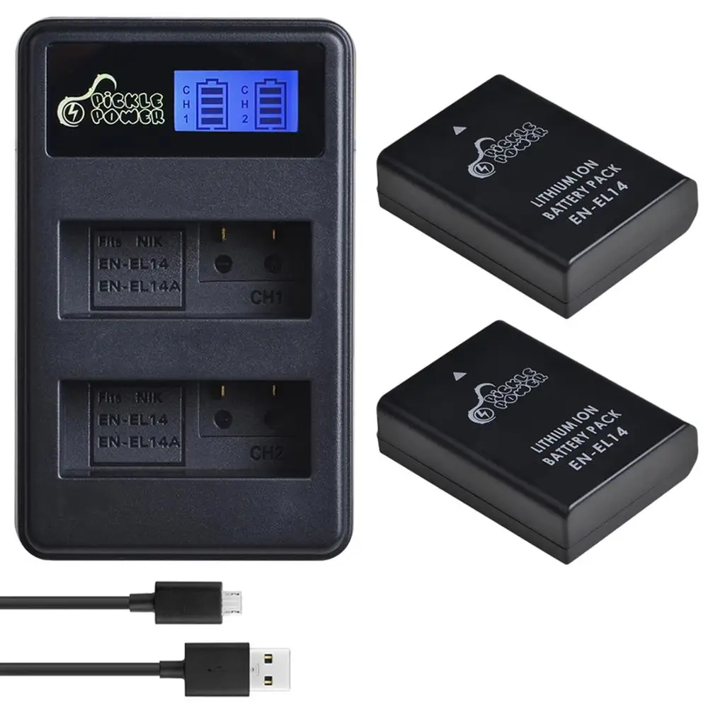 

1500mAh EN-EL14 EN-EL14a Camera Battery LCD Dual Charger for Nikon P7800,P7700,P7100,P7000,D5600,D5500,D5300,D5200,D5100,D3200