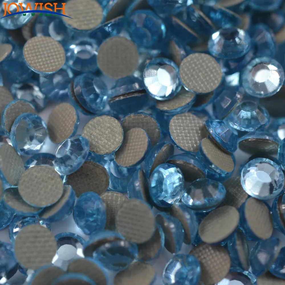 Aquamarine Korean Rhinestones Hotfix Glass Stones for DIY Sewing Crafts Accessories Round Cabochon