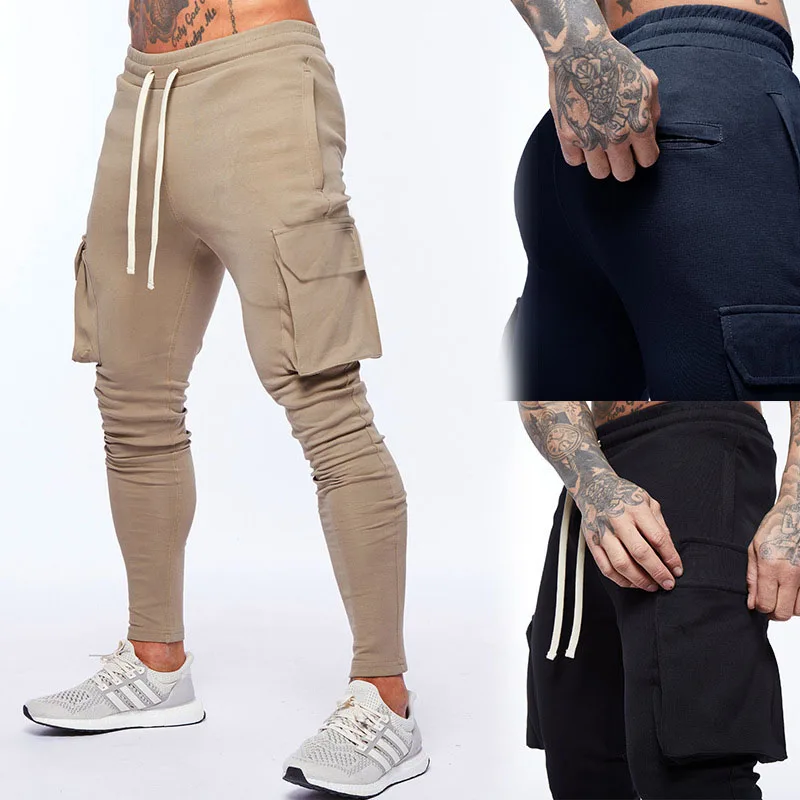 

Autumn and winter sports pants men's running fitness casual pants cotton straight loose-fitting pants black