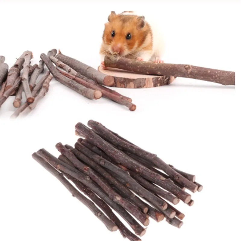 100g Chew Stick Apple Tree Branch Small Pet Chinchillas Netherlands Pig Hamster Bite Molars Clean Teeth Natural Wooden Toys