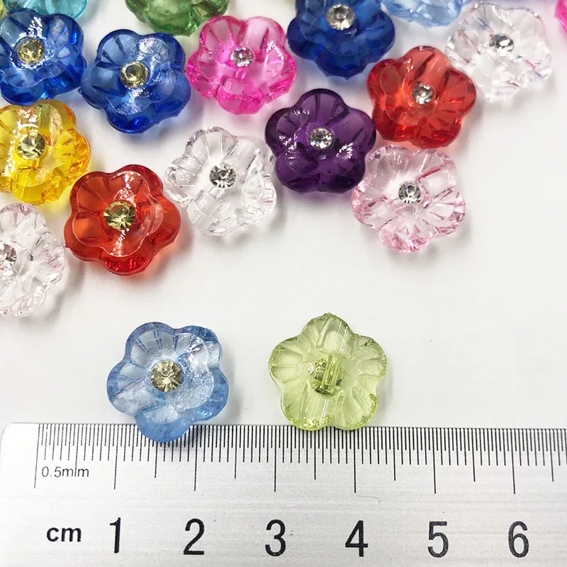 50/100pcs Mix New! Fancy Plastic button With Rinestone sewing craft appliques Lots PT06