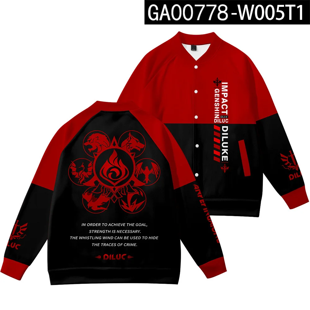 Game Genshin Impact Baseball Jas Mannen Bomber Jacket Diluc Klee Keqing Paimon Amber Barbara Baseball Uniform Cosplay Kostuum