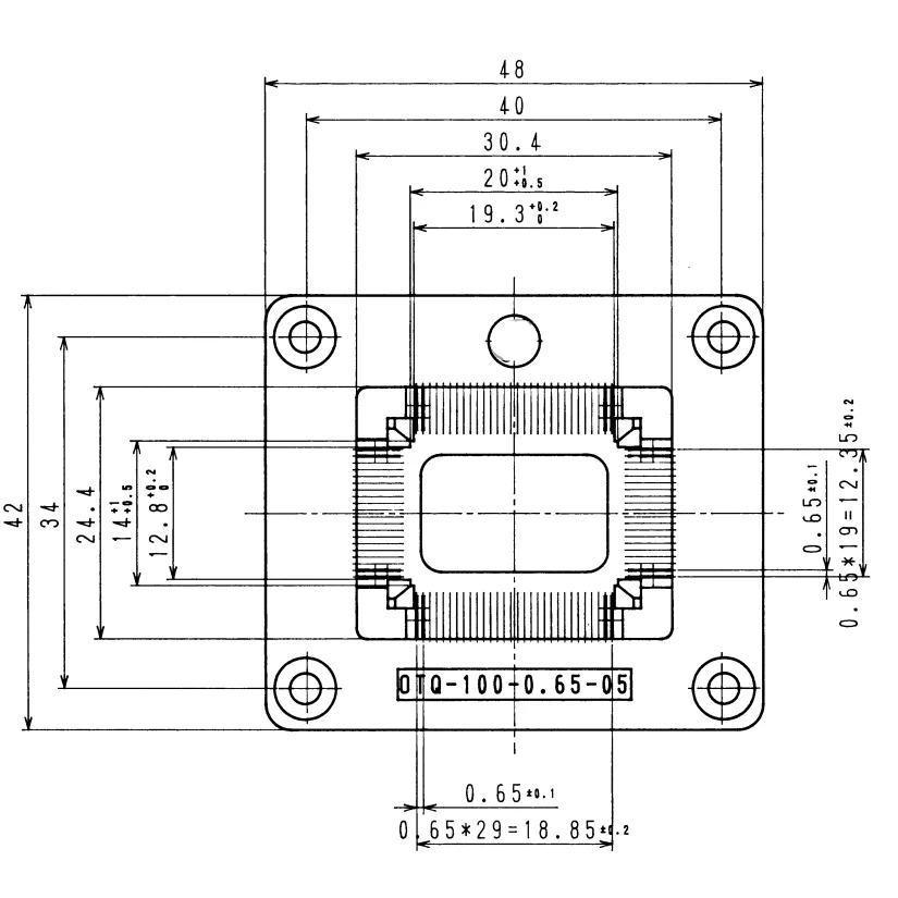 

TQFP100 FQFP100 QFP100 to DIP100 Socket OTQ-100-0.65-05 Pitch 0.65mm IC Body Size 14x20mm Test Adapter