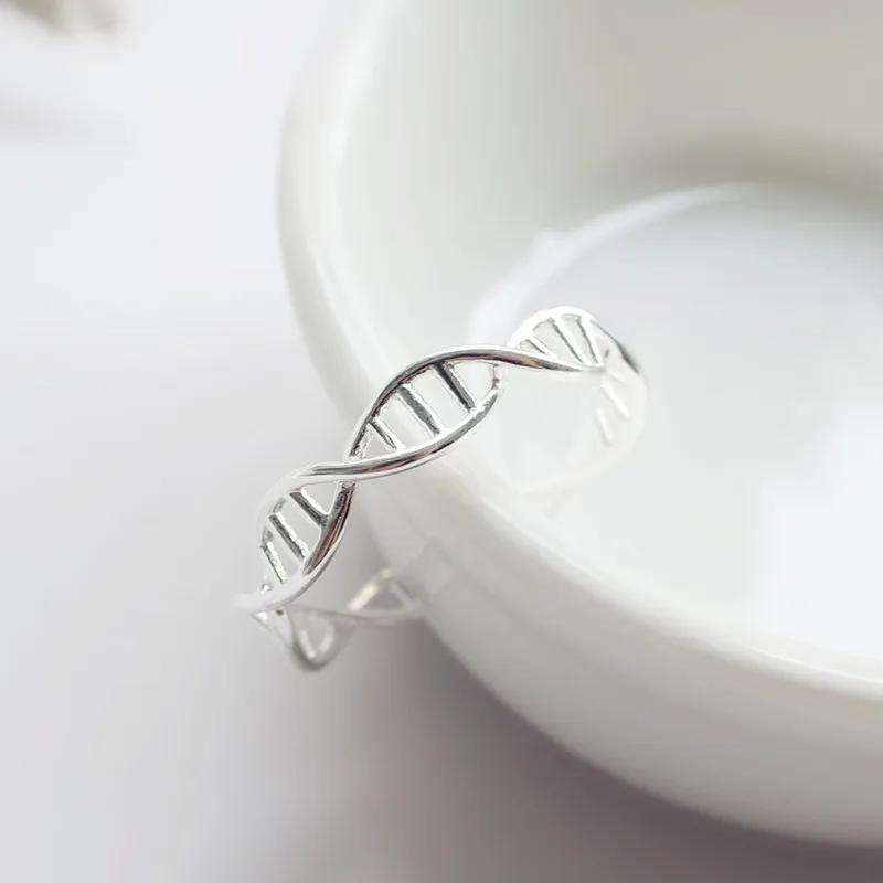 Creative DNA Double Helix Twist Adjustable Ring for Women Girl
