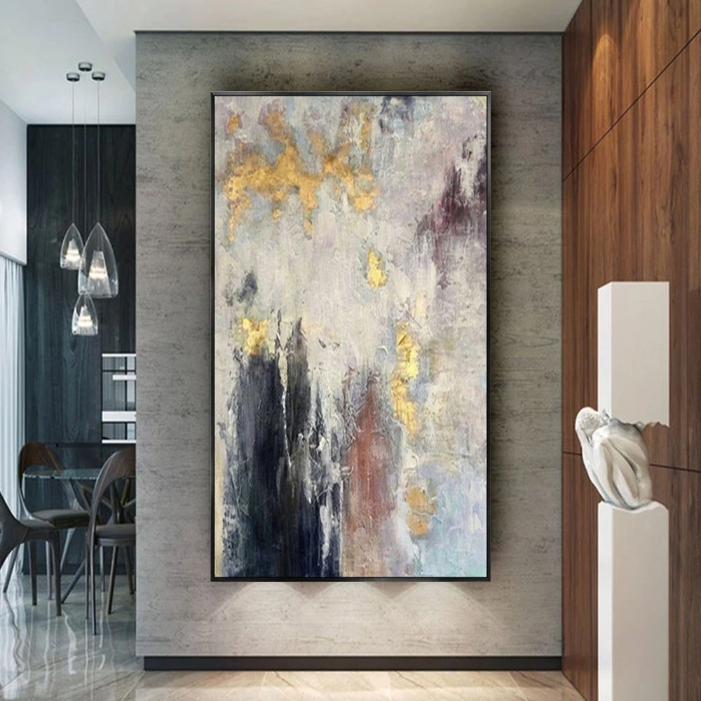 Modern Home Decor  Wall Art Pictures Handmade Gold Foil Abstract Palette Shiny Texture Canvas Paintings Decor Living Room Porch